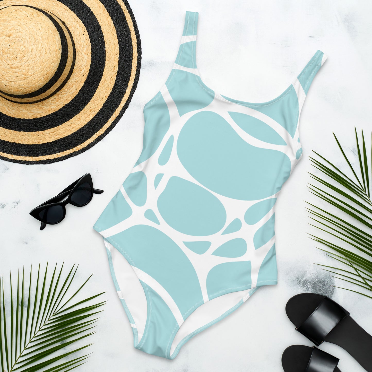 One-Piece Swimsuit Green Bubbles