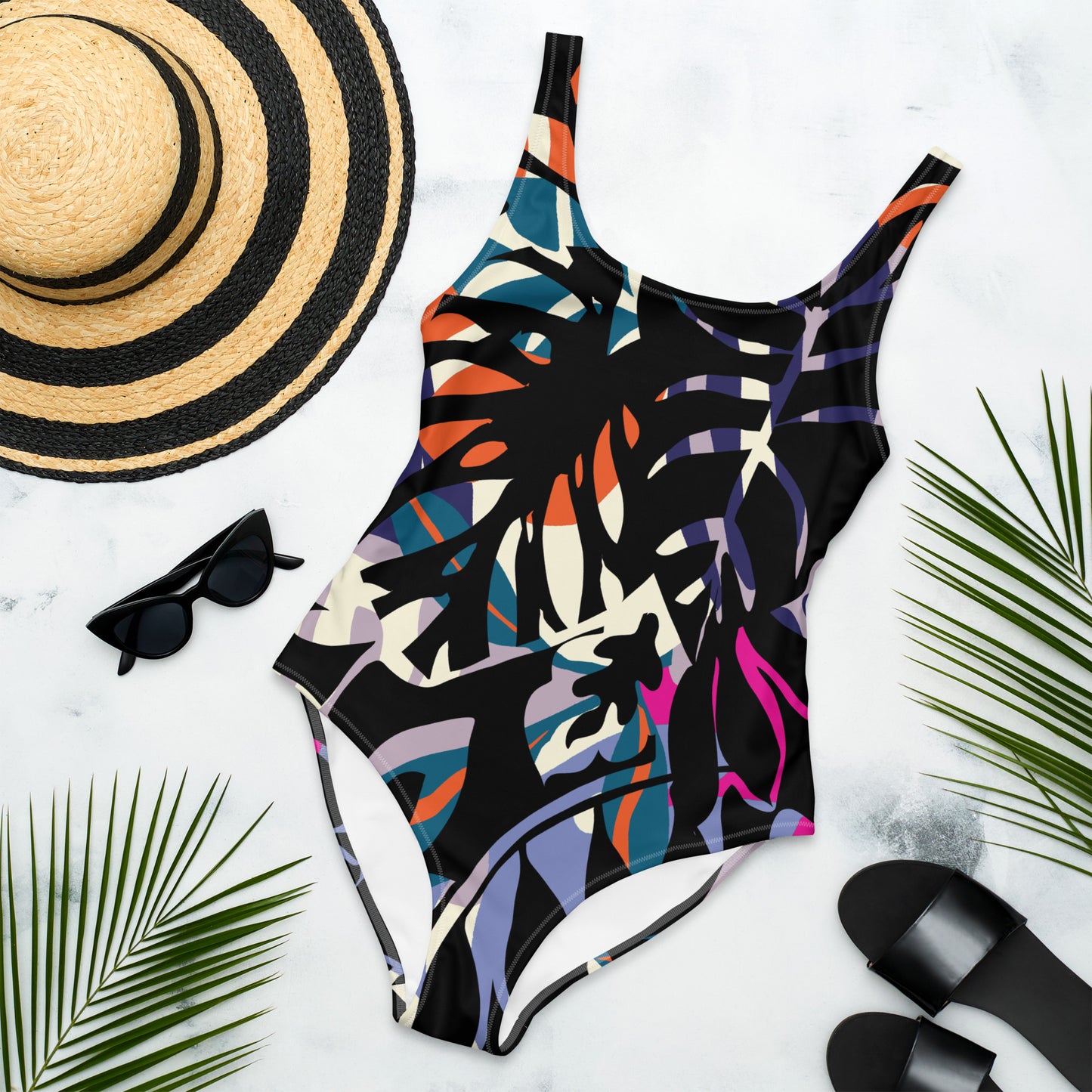 One-Piece Swimsuit Colored Leaves