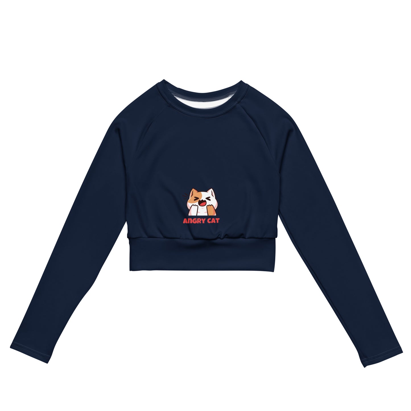 Long Sleeve Crop Top Angry Cat