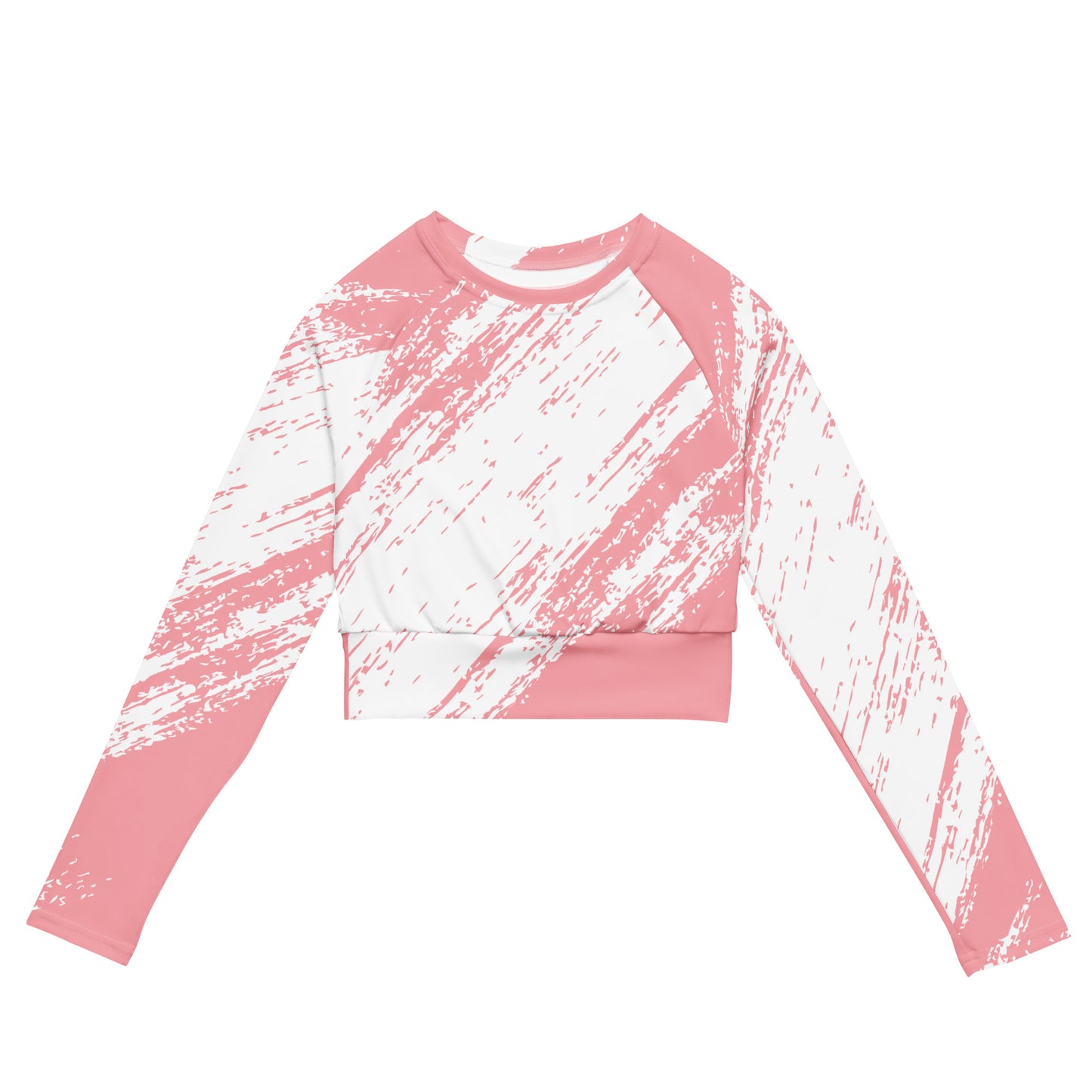 Long Sleeve Crop Top Pink & White