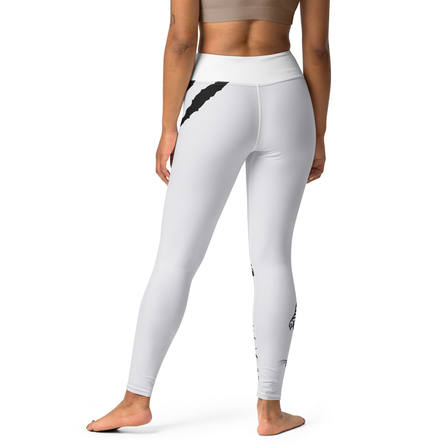 Women's Sports Leggings with Pockets, High Waist White Tiger